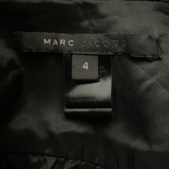 MARC JACOBS Womens Black Silk Crushed Velvet Bow Belted Jacket Blazer Coat - Picture 5 of 16